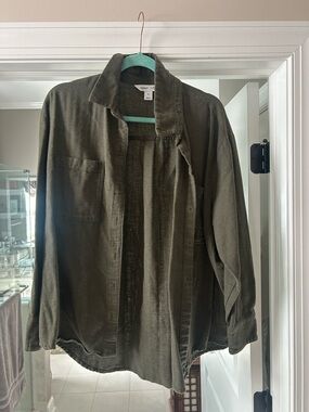 Old Navy Olive Green Button-Down Shirt Jacket